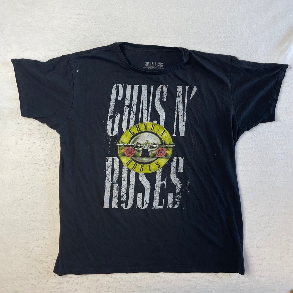 Guns N' Roses T-Shirt XL Black Graphic Distressed Logo 2018 Bravado Band Tee